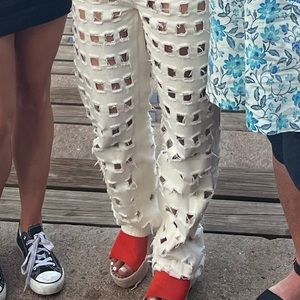 Orange platform heels